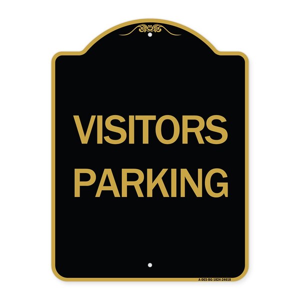 Signmission Designer Series Sign-Visitors Parking, Black & Gold Aluminum Sign, 18" x 24", BG-1824-24618 A-DES-BG-1824-24618 - main